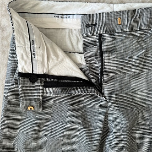 HUGO BOSS Black and White Glen Plaid Tegy dress Pants women’s 2 - Picture 2 of 8